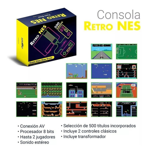 Consola Family Retro Nes Av Level Up Tv 500 Juegos De 8 Bits