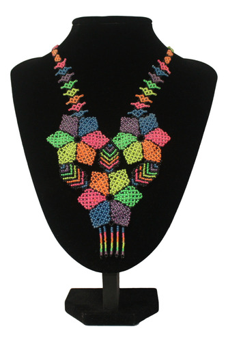 Collar Chaquira 3 Artesanía Huichol Mexicana Varios Colores