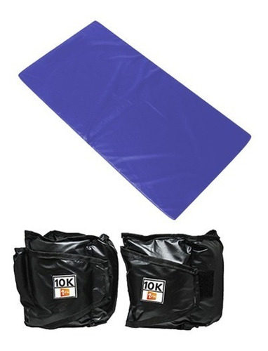 Kit Colchonete Azul+ Par De Caneleira De Peso 10kgs 