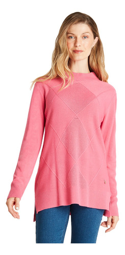 Sweater Cuello Mock Cashmere Like Fucsia