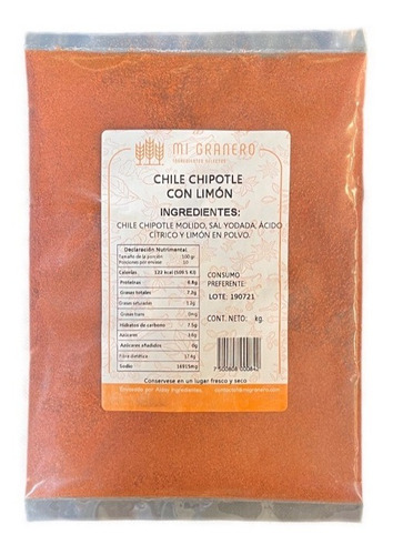 Chile Chipotle Molido En Polvo Con Limón 500g