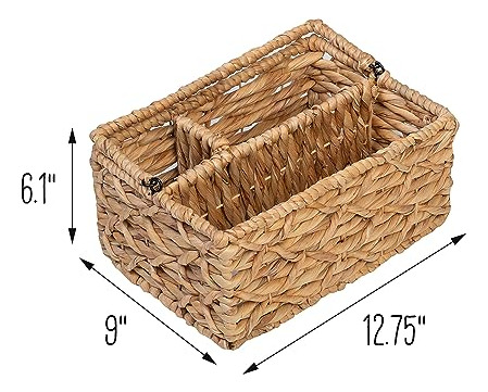 Cesta De Mimbre Multiusos Con 3 Compartimentos