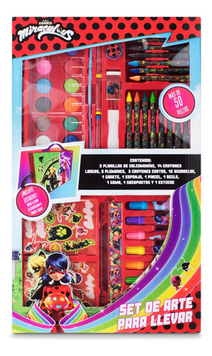 Set De Arte Miraculous Plumones, Crayolas, Acuarelas