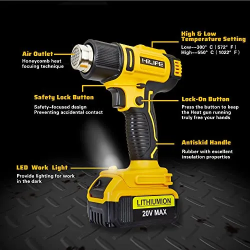 Pistola De Calor Inalmbrica 20v Max Dewalt, Lcd, 2 Temp, 102