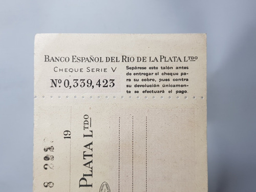 Imagen 4 de 8 de Antiguo Cheque Document Banco Español Francés 1950 Mag 58363