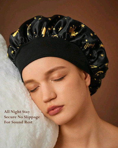 Gorro Cuidado Cabello Dormir Doble Capa Harry Potter Negro