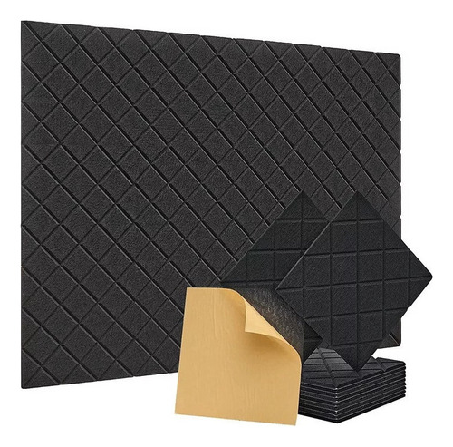 Un paquete con 12 paneles de pared insonorizados, color espuma negra