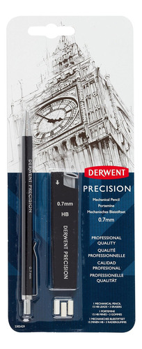 Lápices Mecánicos Derwent 0.7, Barril Metal, Precisión, Hb