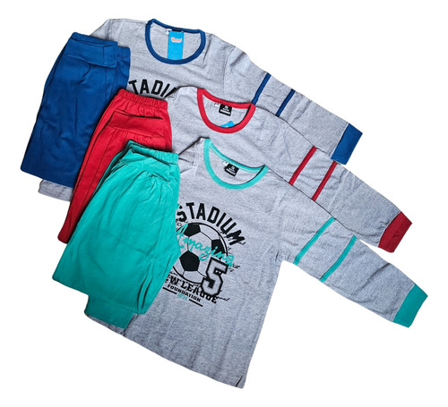 Pijama De Nene Niño Manga Larga Futbol Invierno Algodón