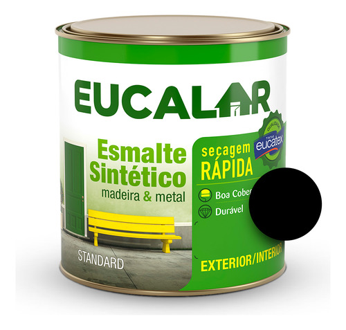 Tinta Esmalte Sintético Eucalar Preto 900ml Eucatex