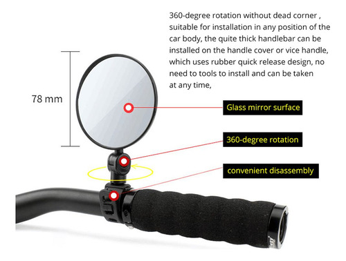 Espejo Retrovisor De 360° Con Forma De Cristal Para Motocicl