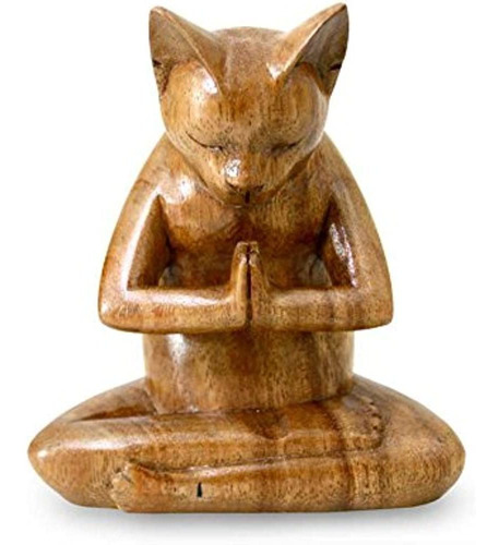 Novica Oración De Meditación Marrón Escultura De Yoga De Mad