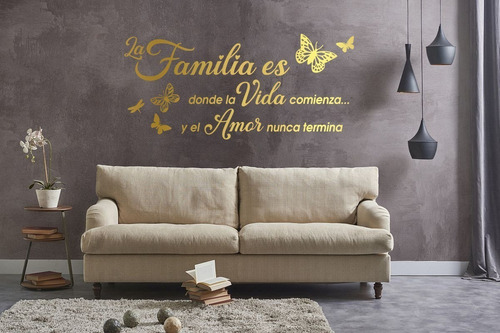 Vinil Decorativo Para Pared Frases Letras Mariposas Familia