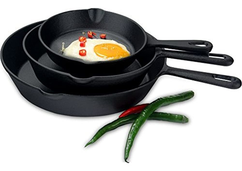 Imagen 2 de 5 de Utopia Kitchen - Juego De Sarten De Hierro Fundido Pre-sazo
