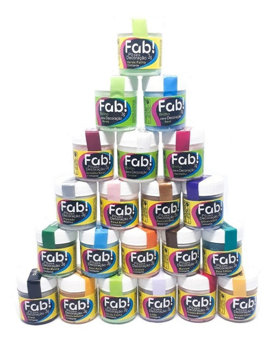 Pó Para Decoração Alimentício Comestível Fab - 6 Unidades