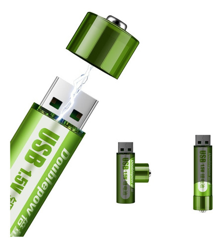Pila Bateria Recargable Aa Conexión Usb 1800 Mwh