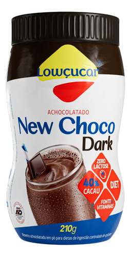 Lowçucar achocolatado em pó new choco dark 210g