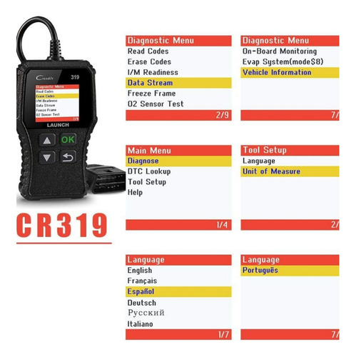 Lector De Códigos De Coche Cr319 Creader Obd2 Escáner Obdii