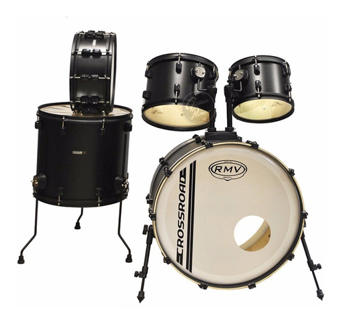 Bateria Acustica Rmv Crossroad 5 Cpos Color Negro + Parches