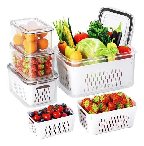 Kit 3 Organizadores Geladeira 5,9l Caixa Organizadora Cesto Branco