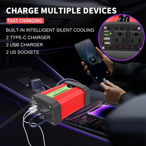 Inversor De Corriente De Automóvil 12v 110v Ca Adaptador