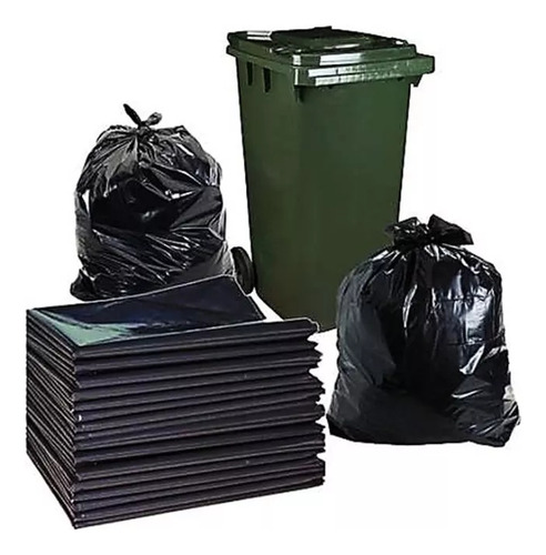 Bolsas Plastica Negras De Basura C14 1 X 100 Extra Fuertes