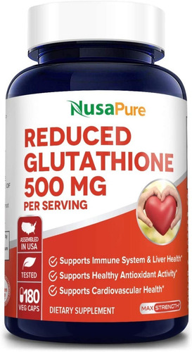 Glutatión Reducido 500 Mg Nusapure 180 Capsulas Veganas