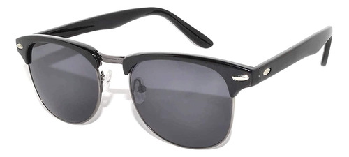 Gafas De Sol Black-gun Metal Half Frame Con Lentes Ahumados 