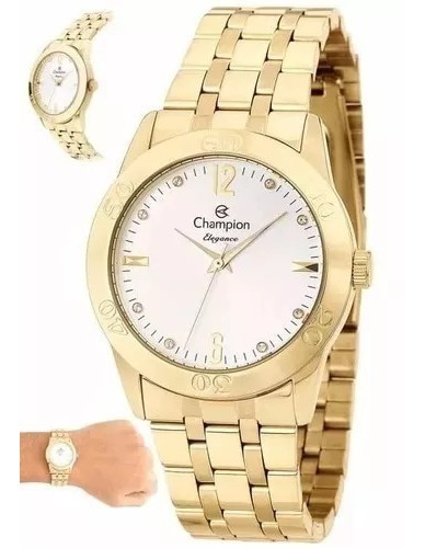 Relógio Champion Feminino Elegance - Cn26699h Cor da correia Dourado Cor do bisel Dourado Cor do fundo Dourado