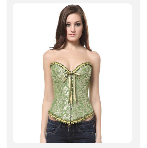 Mujer Satén Deshuesado Corsé Overbust Gótico Bustier Top .