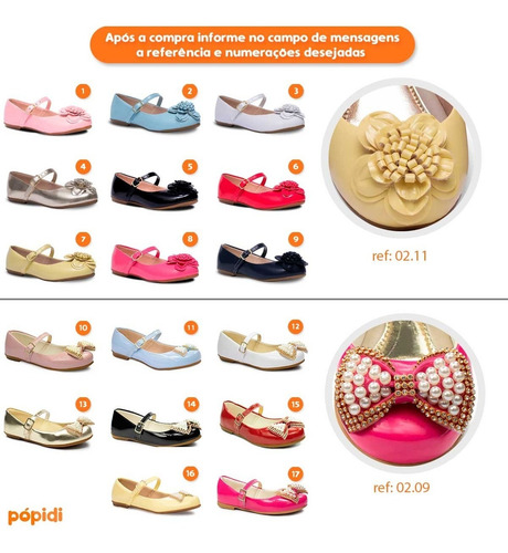 Imagem 3 de 9 de Kit 2 Sapatilha Infantil Feminina Dourada Moda Barato Rosa