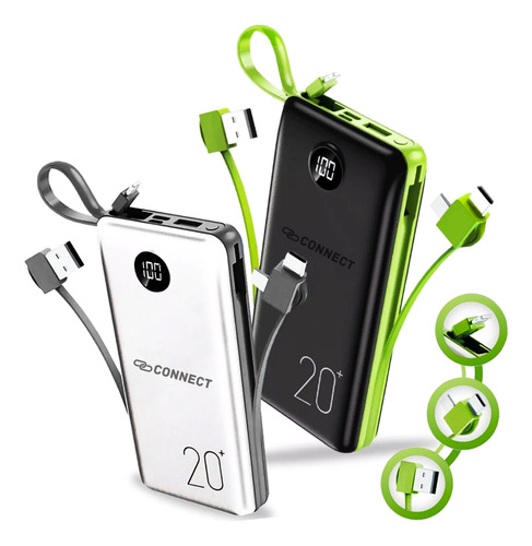 Power Bank 20.000mah Carregador Rápido Com Display Portátil Iphone Samsung Xioami