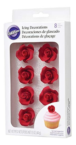 Paquete De 8 Rosas De Glaseado De Decoración Tamaño Mediano