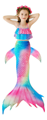 Children's Mermaid Tail Swimsuit Three-piece Set