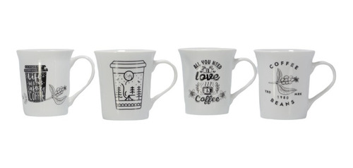 Mugs De Café Set X4 Unidades Con Diseños Únicos
