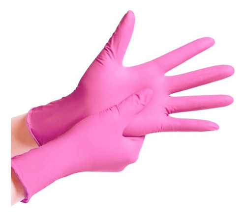 Guantes De Nitrilo Rosados Gatamo 100 Guantes  Talla S M L