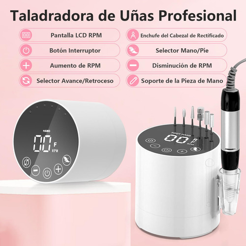 Drill Para Uñas, Torno Eléctrico Para Uñas De 35000 Rpm,