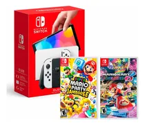 Comprar Consola Switch Oled Blanco+ Mario Party Jamboree+ Mario Kart