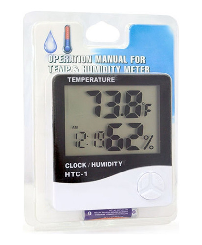 Termómetro Higrómetro Ambiental Htc-1 Reloj Alarma