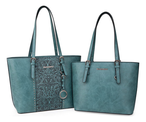 Bolso Grande Y De Mano, Montana West, Color Turquesa X2 Pzs