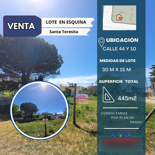 Lote De 445m2  Alambrado Y Con  Pilar En Esquina Santa Teresita,partido De La Costa 