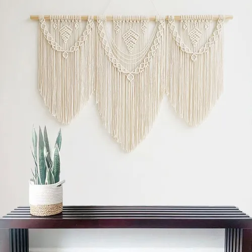 Tapiz Grande De Macramé Para Colgar En La Pared, Tejido A