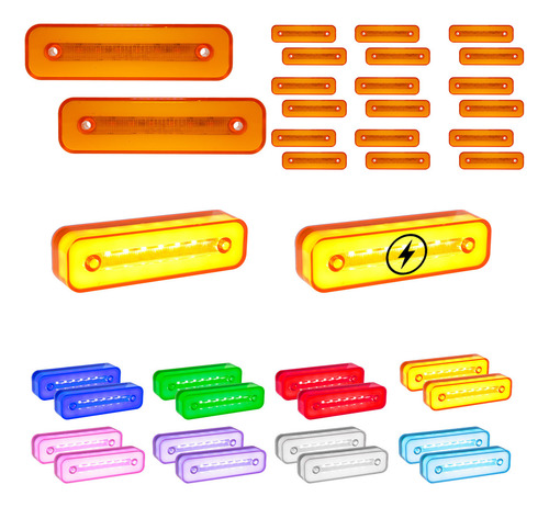 10 Par Plafones Rectangular 6 Led Aro Gel Estrobo Lateral 12