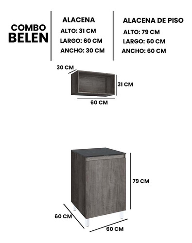 Cocina Integral Con Gabinete Inferior Y Alacena Decomobil Color Lombardia - Mármol Negro