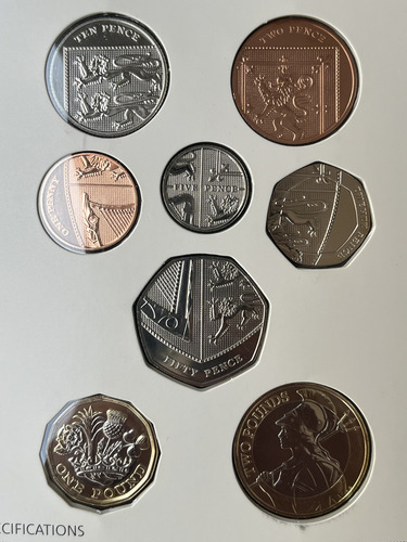 Set Moedas Escudo Britânico + 1 E 2 Pounds 2020 - Inglaterra (Usado)