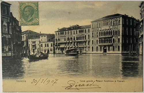 Antigua Postal, Gran Canal, Año 1907, Venecia, Italia, 4p075
