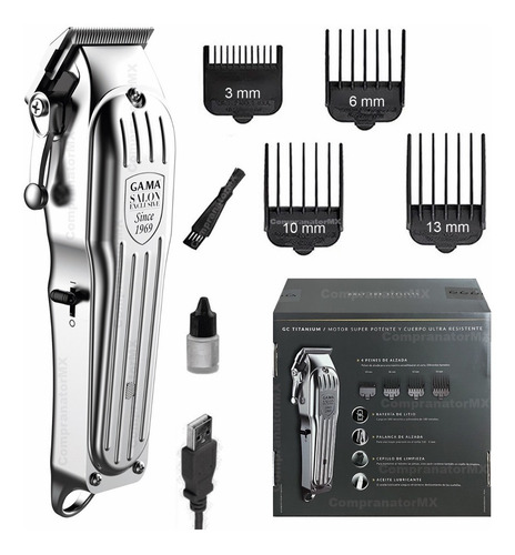 Máquina Recortadora Peluquería Profesional Recargable Pelo Color Plateado