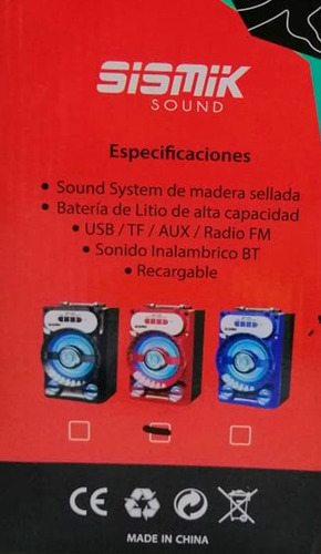 Sk-108 Sismik Sound Parlante Usb Bluetooth Sonido Inalambric