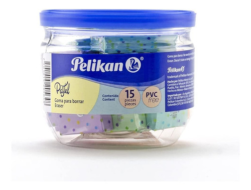 Bote De Gomas De Colores Pastel Pelikan Con 15 Pzs