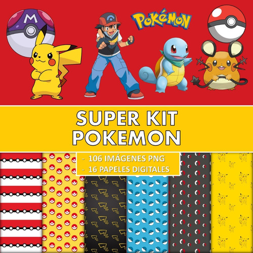 Kit Digital Clipart Pokémon Imágenes Png Fondos